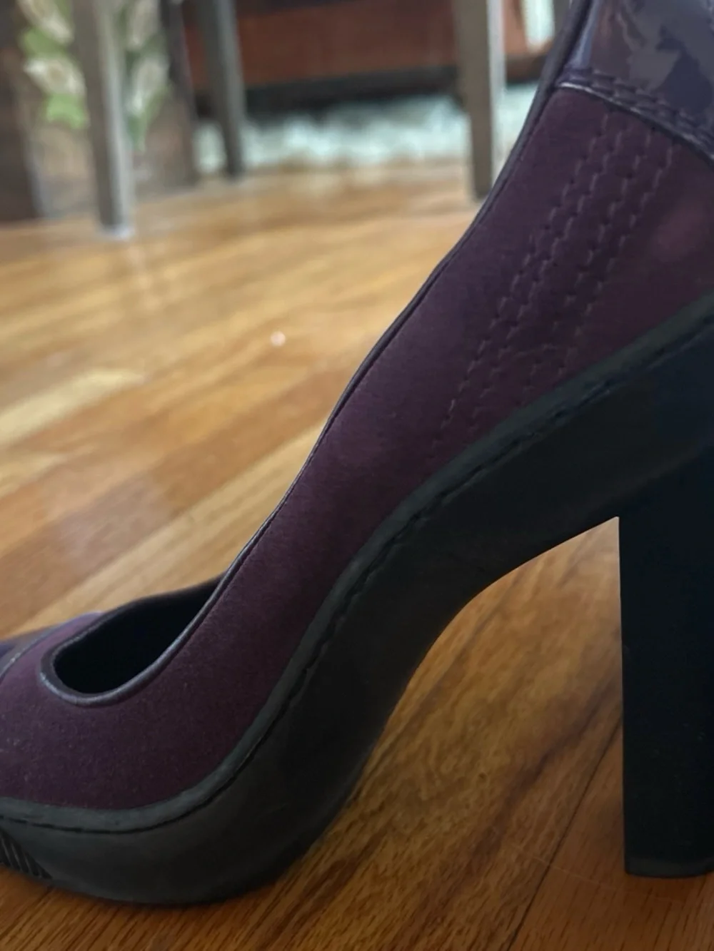 Puma Purple Patent & Suede Block Heel Pump